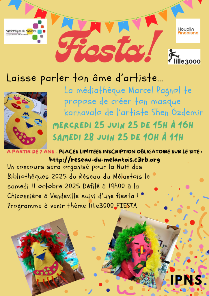 Un concours sera organisé pour la Nuit des Bibliothèques 2025 du Réseau du Mélantois le samedi 11 octobre 2025 Défilé à 19h00 à la Chiconnière à Vendeville suivi dune fiesta Programme à venir t